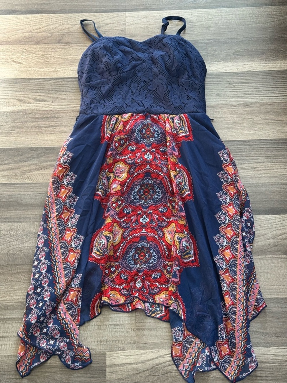 As U Wish Navy and Red High Low Dress